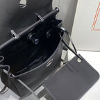 HERBAG A DOS ZIP RETOURNE BACKPACK 29 IN BLACK CANVAS AND CALFSKIN