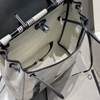 HERBAG A DOS ZIP RETOURNE BACKPACK 29 IN OFF-WHITE MIX BLACK CANVAS AND CALFSKIN