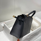 KELLY 25CM IN NOIR EPSOM CALFSKIN GOLD HARDWARE