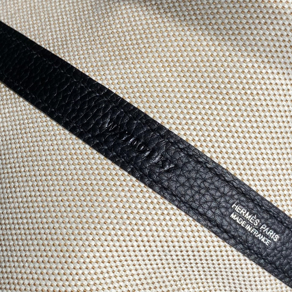 GARDEN PARTY 36 IN BLUE IVORY TOILE H CANVAS BLACK CALFSKIN EQUESTRIAN HARNESS PRINT