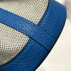 GARDEN PARTY 23CM IN WHITE MIX BLACK TOILETS COTTON CANVAS AND BLUE CALFSKIN