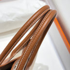 GARDEN PARTY 23CM IN WHITE TOILETS COTTON CANVAS AND BROWN CALFSKIN