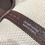 GARDEN PARTY 23CM IN BEIGE TOILETS COTTON CANVAS AND DARK BROWN CALFSKIN