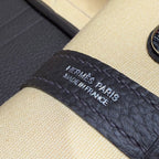 GARDEN PARTY 30CM IN DARK BEIGE TOILETS COTTON CANVAS AND BLACK CALFSKIN