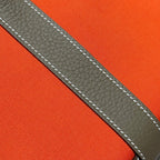 GARDEN PARTY 30CM IN ORANGE MINIMUM TOILETS COTTON CANVAS AND BROWN CALFSKIN