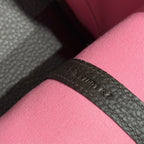 GARDEN PARTY 30CM IN RED TOILETS COTTON CANVAS AND DARK BROWN CALFSKIN PINK ON SIDE OTHER