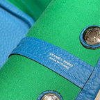 GARDEN PARTY 30CM IN WHITE TOILETS COTTON CANVAS AND BLUE CALFSKIN GREEN ON SIDE OTHER