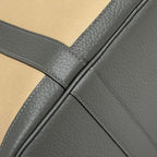 GARDEN PARTY 30CM IN DARK BEIGE TOILETS COTTON CANVAS AND GREY CALFSKIN