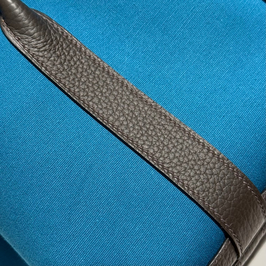 GARDEN PARTY 30CM IN BLUE TOILETS COTTON CANVAS AND BLACK CALFSKIN