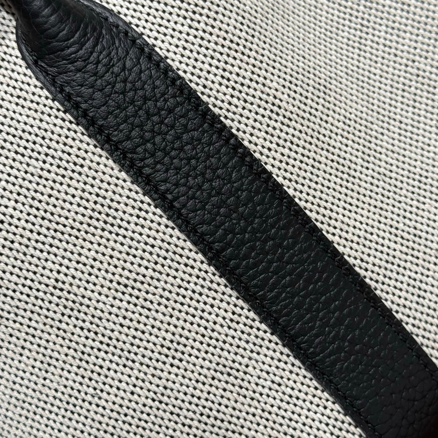 GARDEN PARTY 30CM IN WHITE TOILETS COTTON CANVAS AND BLACK CALFSKIN BLUE CANVAS ON SIDE OTHER