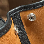 GARDEN PARTY 30CM IN ORANGE MINIMUM TOILETS COTTON CANVAS AND BLACK CALFSKIN