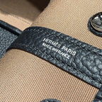 GARDEN PARTY 30CM IN ORANGE MINIMUM TOILETS COTTON CANVAS AND BLACK CALFSKIN