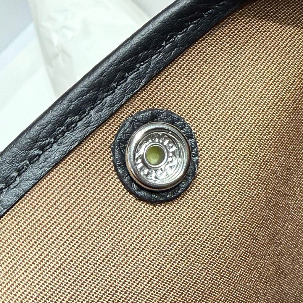 GARDEN PARTY 30CM IN ORANGE MINIMUM TOILETS COTTON CANVAS AND BLACK CALFSKIN