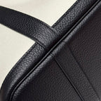 GARDEN PARTY 30CM IN WHITE TOILETS COTTON CANVAS AND BLACK CALFSKIN SKY BLUE CANVAS ON SIDE OTHER