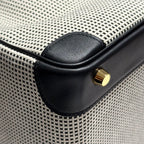 QUADRILLE BIRKIN 30CM IN BLACK SWIFT CALFSKIN WHITE BLACK PLAID TOILE CANVAS