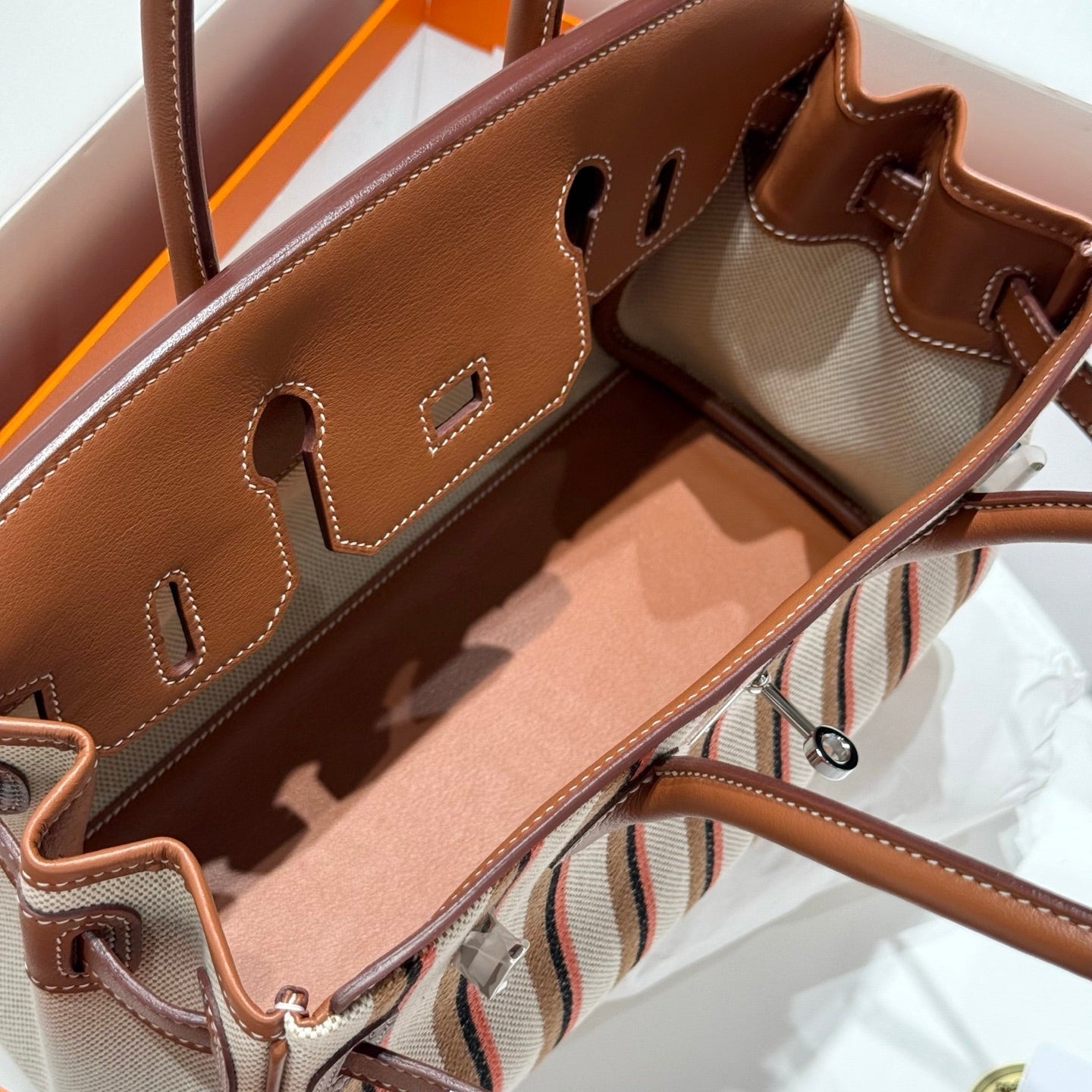 BIRKIN SHOULDER 29 IN GOLD CALFSKIN ÉCRU/BEIGE/FAUVE/ROSE POP/NOIR EMBROIDERY CANVAS