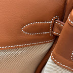 BIRKIN SHOULDER 29 IN GOLD CALFSKIN ÉCRU/BEIGE/FAUVE/ROSE POP/NOIR EMBROIDERY PLAID CANVAS