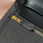 HERMES 25S MINI HERBAG 20 IN FULL BLACK CANVAS GOLD HARDWARE