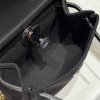 HERMES 25S MINI HERBAG 20 IN FULL BLACK CANVAS SILVER HARDWARE