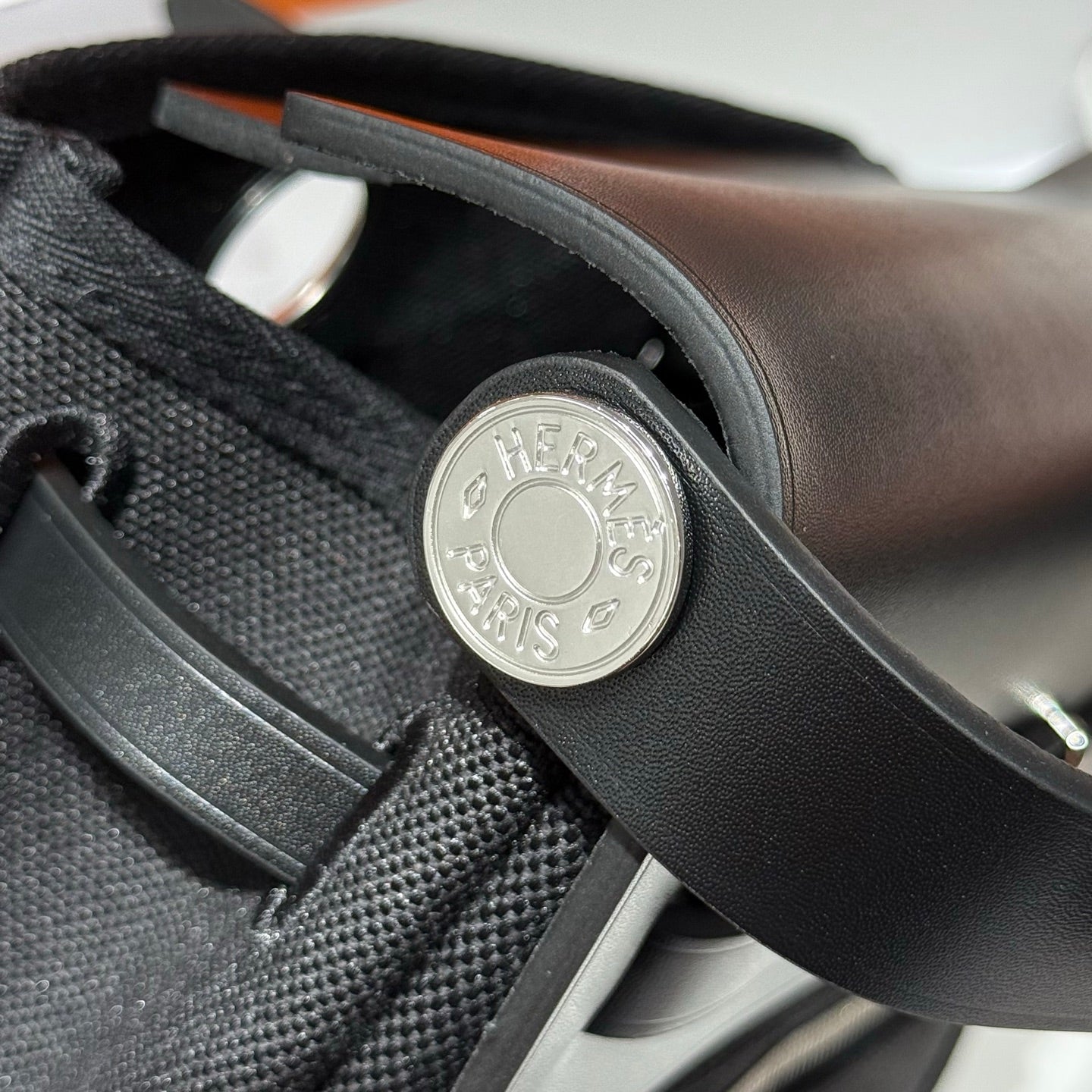 HERMES 25S MINI HERBAG 20 IN FULL BLACK CANVAS SILVER HARDWARE