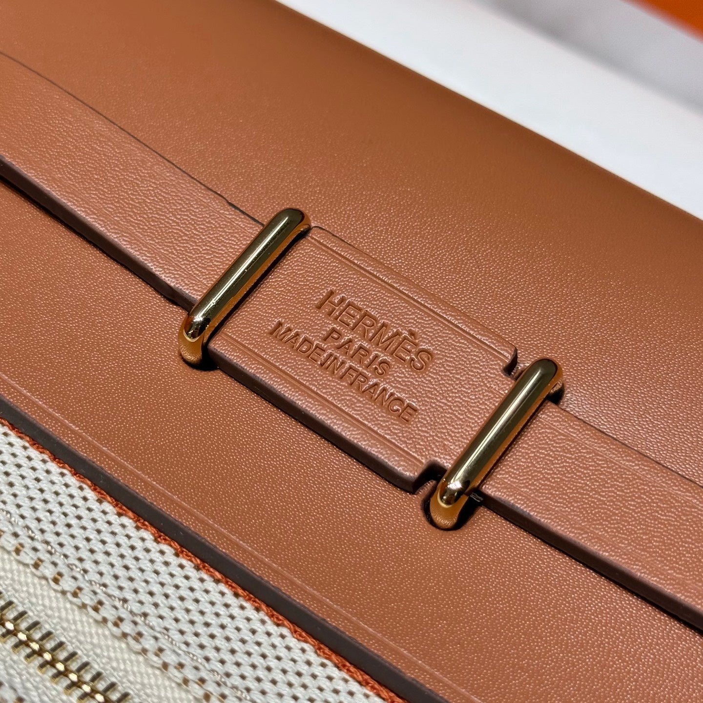 HERMES 25S MINI HERBAG 20 IN BEIGE AND BROWN CANVAS GOLD HARDWARE