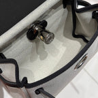 HERMES 25S MINI HERBAG 20 IN SAGE GRAY CANVAS SILVER HARDWARE