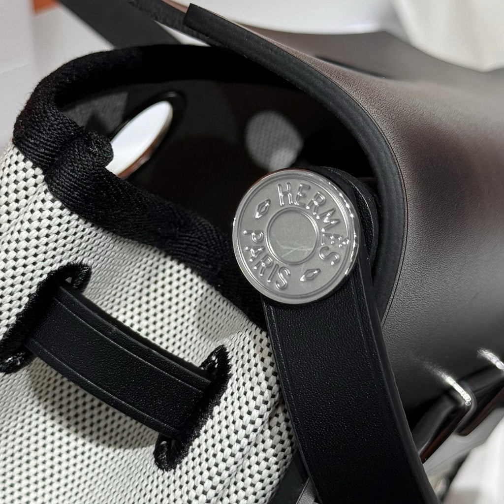 HERMES 25S MINI HERBAG 20 IN SAGE GRAY CANVAS SILVER HARDWARE