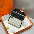 HERMES 25S MINI HERBAG 20 IN SAGE GRAY CANVAS SILVER HARDWARE