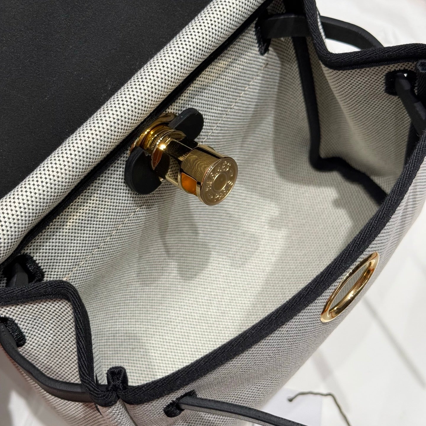 HERMES 25S MINI HERBAG 20 IN SAGE GRAY CANVAS GOLD HARDWARE