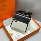 HERMES 25S MINI HERBAG 20 IN SAGE GRAY CANVAS GOLD HARDWARE