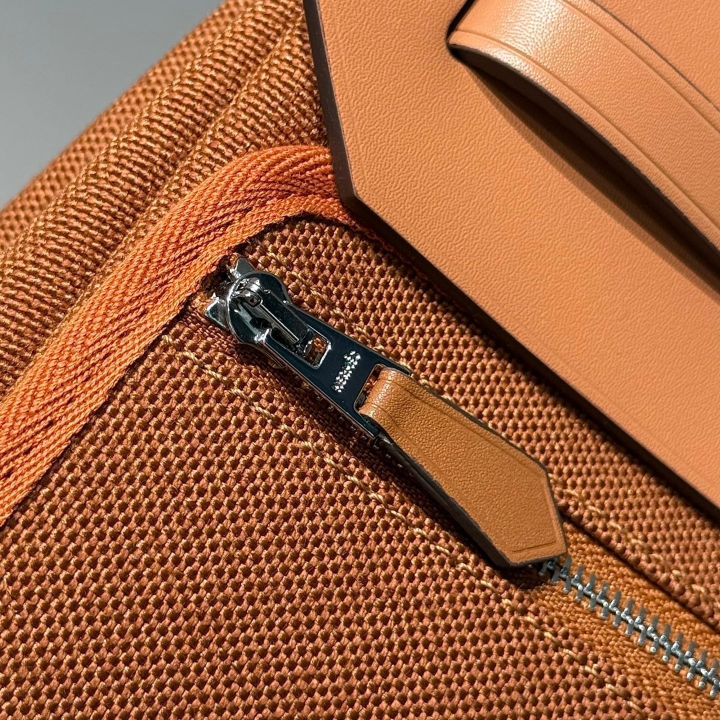 HERMES 25S MINI HERBAG 20 IN COPPER BROWN CANVAS SILVER HARDWARE