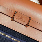 HERMES 25S MINI HERBAG 20 IN NAVY BLUE CANVAS GOLD HARDWARE