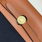 HERMES 25S MINI HERBAG 20 IN NAVY BLUE CANVAS GOLD HARDWARE