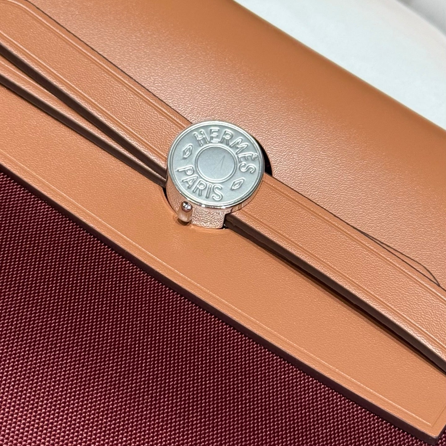 HERMES 25S MINI HERBAG 20 IN PLUM RED CANVAS SILVER HARDWARE