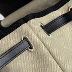 HERMES 25S MINI HERBAG 20 IN BEIGE AND BLACK CANVAS SILVER HARDWARE