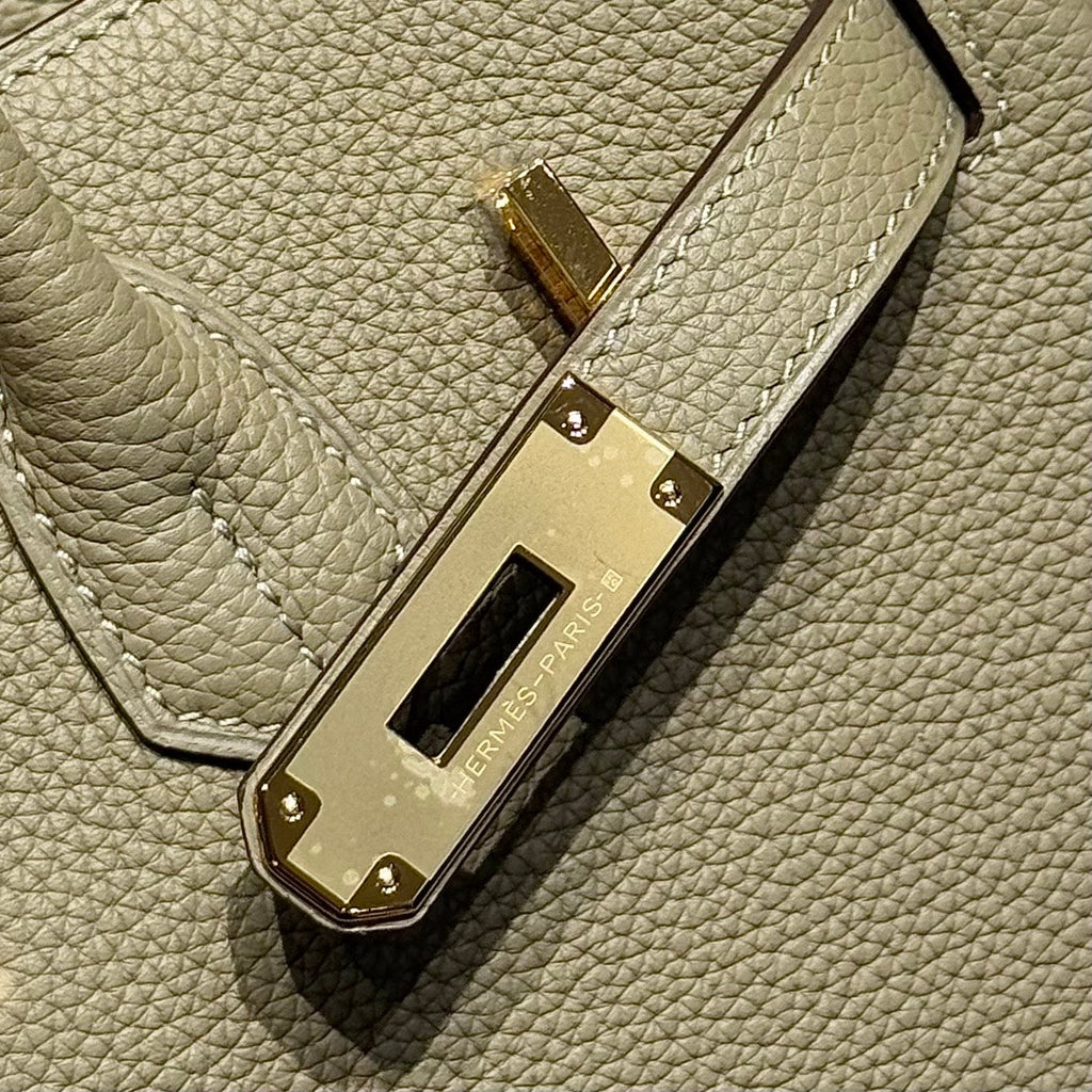 25S HERMES BIRKIN 30 IN CROMWELL GRAUEM KALBSLEDER GOLDENE BESCHLÄGE