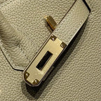 25S HERMES BIRKIN 30 IN CROMWELL GRAUEM KALBSLEDER GOLDENE BESCHLÄGE