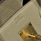 25S HERMES BIRKIN 30 IN CROMWELL GRAUEM KALBSLEDER GOLDENE BESCHLÄGE