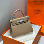 HERMES 25S KELLY TASCHE 28 IN ETOUPE EPSOM KALBSLEDER SILBERNE BESCHLÄGE
