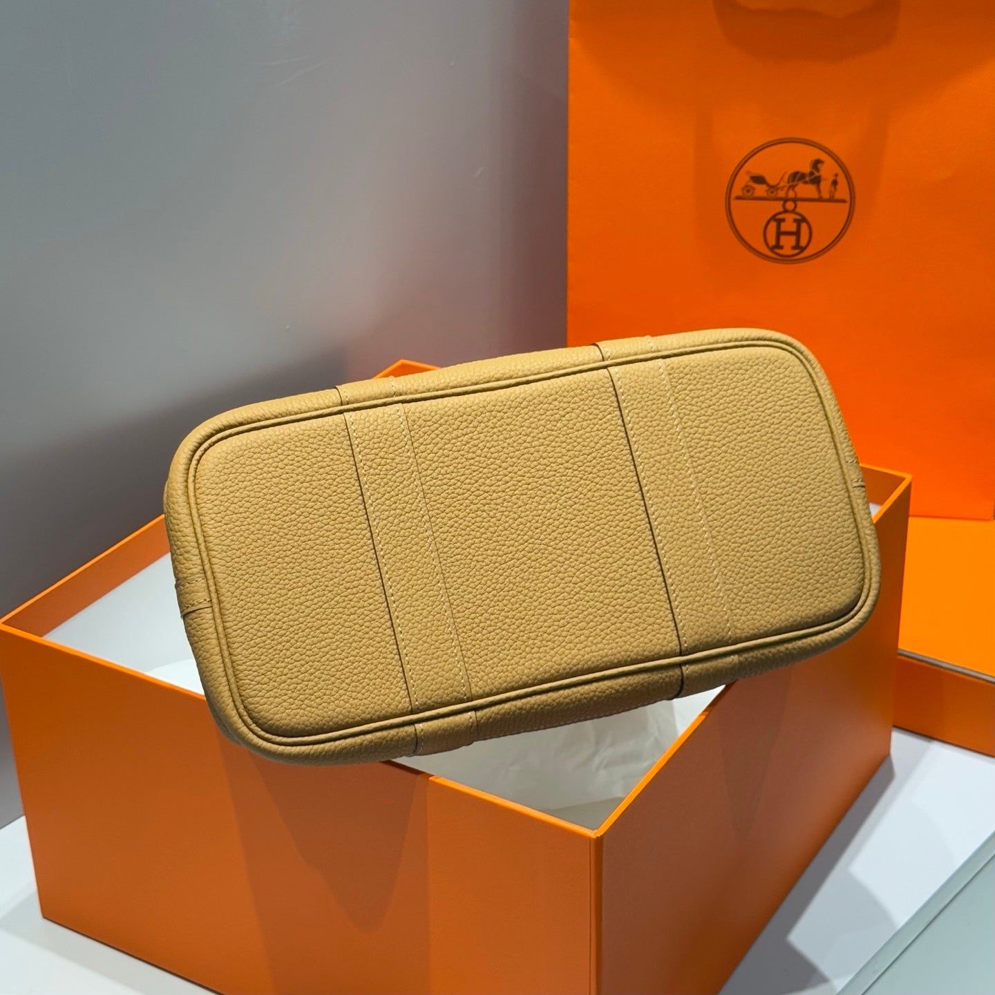 HERMES 25S GARDEN PARTY 30 IN CARAMEL CALFSKIN