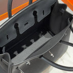 HERMES 25S MEDIUM BIRKIN 25 IN ANTHRAZITGRAUEM KALBSLEDER SILBERNE BESCHLÄGE