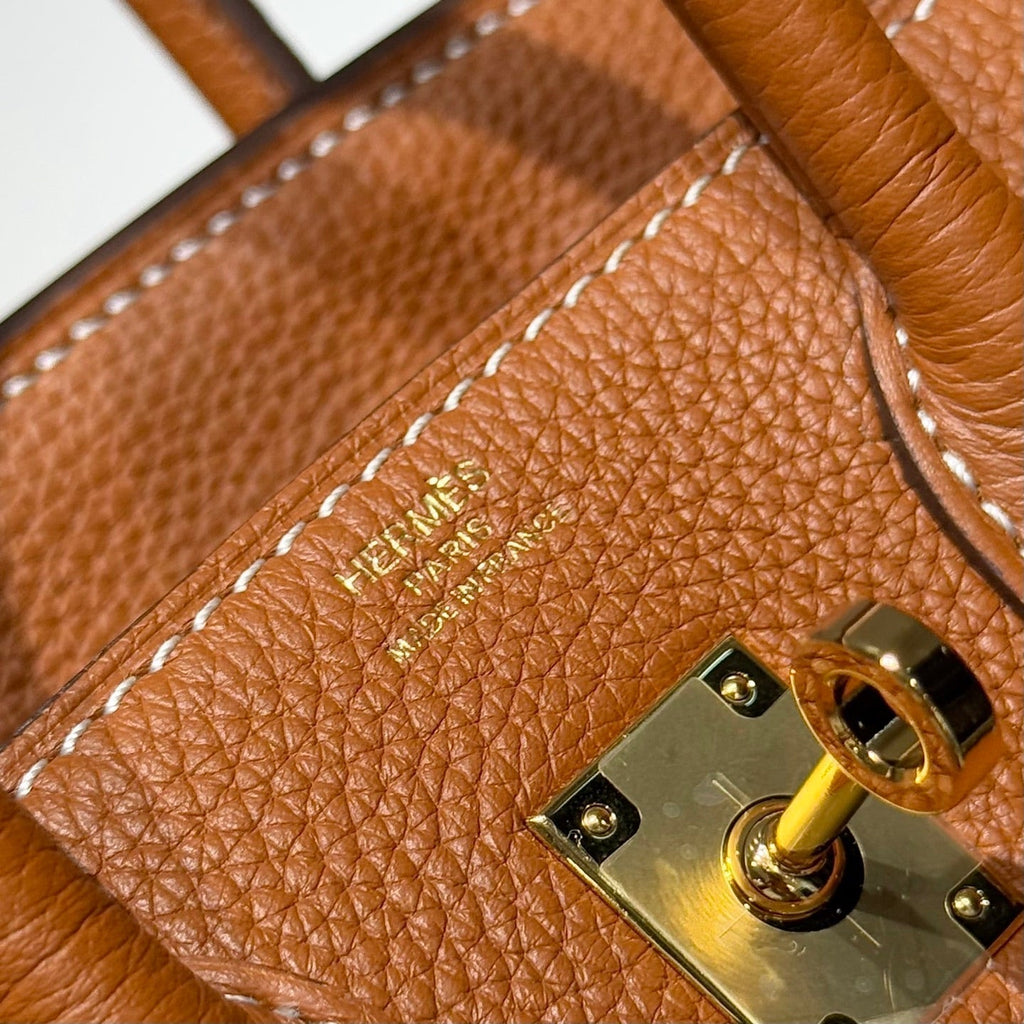 HERMES 25S MEDIUM BIRKIN 25 IN GEBRANNTEM ORANGEN KALBSLEDER GOLDENE BESCHLÄGE