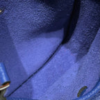 HERMES 25S MINI EVELYNE 18 IN BLUE PATTERNED STRAP CALFSKIN SILVER HARDWARE