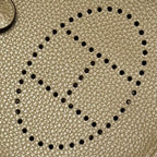 HERMES 25S MINI EVELYNE 18 IN BEIGE MARFA PATTERNED STRAP CALFSKIN SILVER HARDWARE