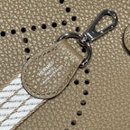 HERMES 25S MINI EVELYNE 18 IN BEIGE MARFA PATTERNED STRAP CALFSKIN SILVER HARDWARE