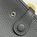 HERMES 25S MINI EVELYNE 18 IN CHARCOAL GRAY PATTERNED STRAP CALFSKIN SILVER HARDWARE