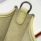 HERMES 25S MINI EVELYNE 18 IN MILTON YELLOW PATTERNED STRAP CALFSKIN SILVER HARDWARE