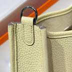 HERMES 25S MINI EVELYNE 18 IN MILTON YELLOW PATTERNED STRAP CALFSKIN SILVER HARDWARE