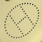 HERMES 25S MINI EVELYNE 18 IN MILTON YELLOW PATTERNED STRAP CALFSKIN SILVER HARDWARE
