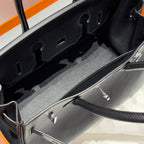 HERMES 25S SHOULDER BIRKIN 29 IN BLACK CALFSKIN SILVER HARDWARE